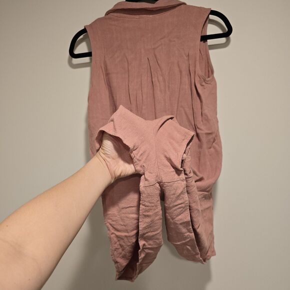 Allie Rose Linen Cotton Blend Boho Beachy Romper Small Mauve Pink Summer Spring - Picture 10 of 11